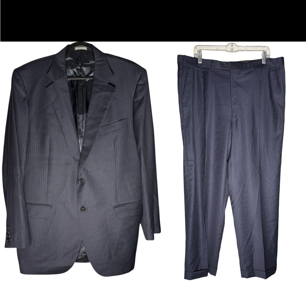 Daniel Cremieux Loro Piana Navy Blue Pinstripe Blazer 2 piece Suit 44L 39x29